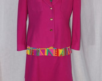 Vintage LIZ CLAIBORNE Pink Suit Jacket Size 14P Skirt Size 14P with NICOLA Blouse Size Large