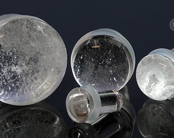 SF Rock Crystal plugs 8g (3mm), 6g (4mm), 4g (5mm), 2g (6.5mm), 0g (8mm), 00g (9.5mm), 7/16 (11mm), 1/2" (12.5mm), 9/16 (14mm), 5/8" (16mm)