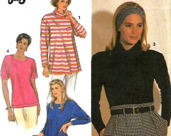 Simplicity 9873 Sewing Pattern, Misses Stretch Knit Jiffy Top And Tunic In Two Lengths, Size PT-XL, UNCUT