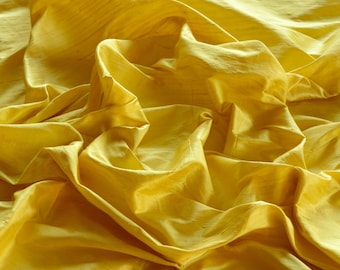 Lemon Yellow Dupioni Silk, 100% Silk Fabric, 44" Wide, By The Yard (S-127)
