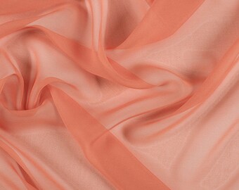 54" Wide 100% Silk Chiffon Tangerine By the Yard (5012M163)