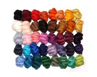 40 Colours x 2.5g (100g), Needle and Wet Felting Wool, Merino Wool Tops - Small Pack