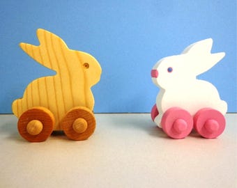 Wood Toy Bunny, Easter Gift for Kids, Wooden Toy Bunny, Push Toy Bunny Kids Easter Basket Filler Toy, Kids Toy, Kids Easter Toy Bunny