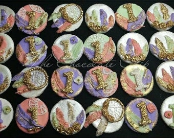 Boho fondant cupcake toppers