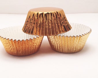 48 Gold Foil MINI Size Cupcake Liners Baking Cups