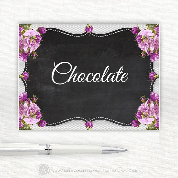 Printable Name Tags Buffet Labels Food Sign Cards for