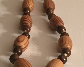 Three Teak Wood Bracelet 18K Trim main image 1