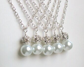 Bridesmaid Jewelry Gift Necklace White Bridesmaid Necklace Pearl Bridesmaid gift Bridesmaid Flower Girl Necklace wedding party necklace