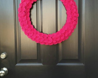 Hot Pink Rose Valentine's Day Wreath / Valentine's Decor / Valentine's Wreath by The Decor Room