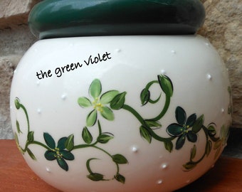 African Violet pot, green, 4 inch self watering