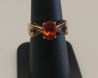 Tanzanite and Citrine Bow ring