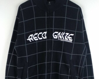 RECOGNIZE Sweater Spell Out Pullover Zipper Jacket Long Sleeve Medium Size