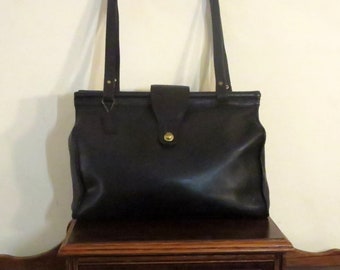 Etsy BDay SaleCoach Barclay Tote In Black Leather With Brass Hardware- Style No. 9896- Made In United States- VGC