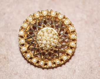 50s 60s Brooch Perals Gold