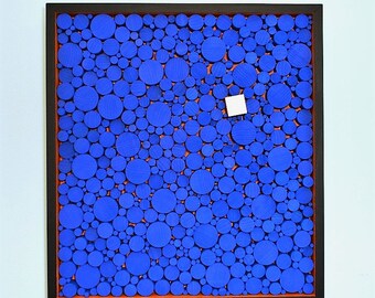 wood wall art - "A BLOCKWORK ORANGE" - wooden wall art, modern art, wood wall hanging, wood art, wall art, contemporary, blue, orange