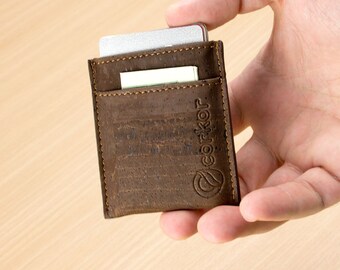 Minimalist Wallet for Men - Slim Wallet Men's - Thin Wallet - Vegan Wallet - Gift Ideas Made from Cork - Front Pocket Wallet (CK241)