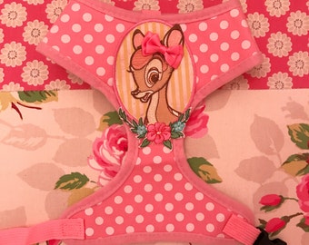 Pink vintage bambi dog harness
