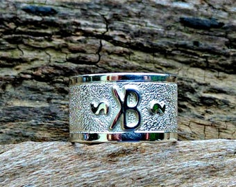 Silver Brand Ring, Custom Brand Ring, Cow Brand Jewelry, Cattle Brand, Western Jewelry, Cowboy Cowgirl, Cattle Brand Jewelry, Wide Band