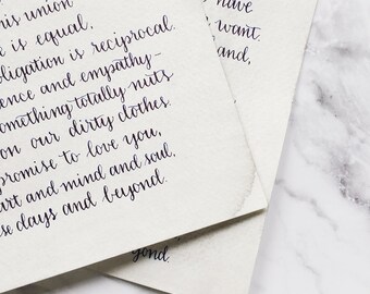 Wedding Vows, Wedding Vow Art, Custom Vows | Custom Calligraphy Quote | Paper Anniversary Gift | Gift for Husband or Wife | Handwritten Poem