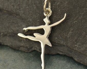 Sterling Silver, Ballerina Charm, Fitness Jewelry, Ballet Charm, Dance Charm, Dancer, Silver Dancer, Silver Ballerina, Silver Ballet Charm