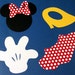 Set of 40 Large Mickey and Minnie Mouse Heads Bows Shoes Gloves Skirts Shorts Silhouette Cutouts Die Cut Paper Crafting
