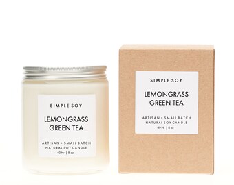 Lemongrass Green Tea Mantle Jar, Scented Soy Candle, 8 oz