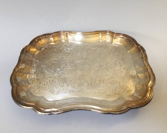 SILVER PLATE TRAY, Vintage silver plate tray, footed tray, vanity tray, serving tray, decorative silver tray, gift for her, wedding decor