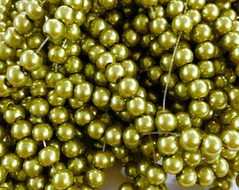 X 50 pearls 6 MM lime green