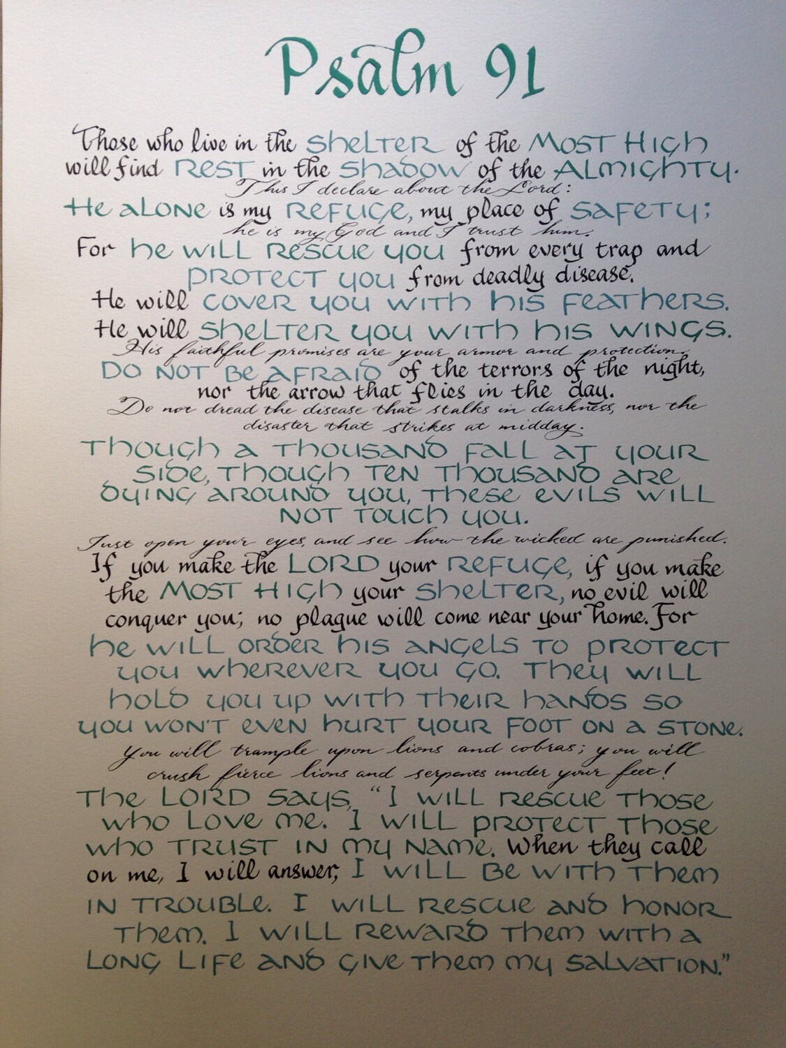 Psalm 91 Large Religious Wall Art Scripture Wall Art Hand