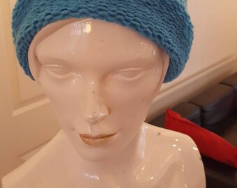 Blue beanie hat hat beanie blue winter warmer handknitted handmade blue beanie