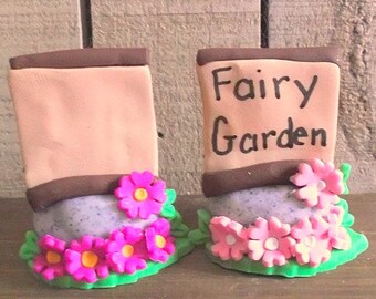 Fairy Garden Sign polymer clay figurine