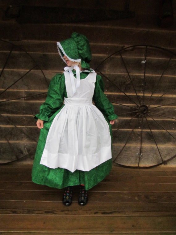 American Pioneer Girl Costume-Green Pioneer Adult sizes up to