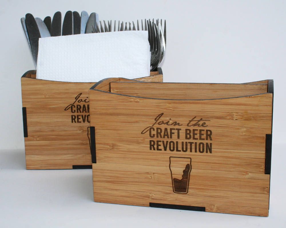 Restaurant Table Caddy Wooden Cutlery and Napkin Holder.