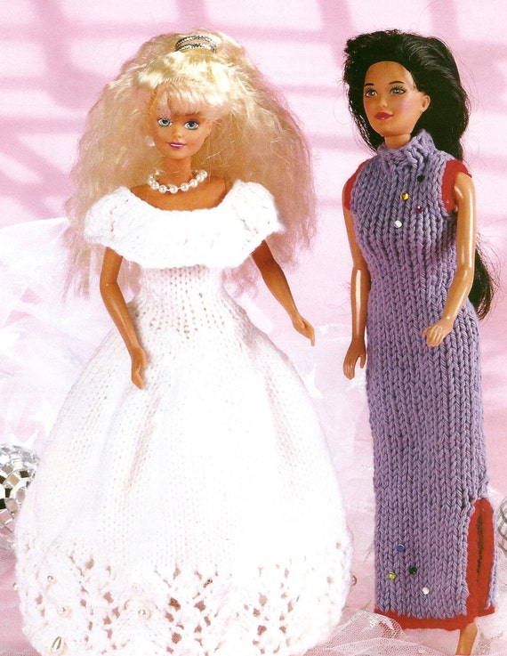 Knitting Pattern Barbie Doll Wedding Dress & Chinese Dress