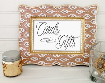 Printable wedding cards and gifts sign, 5x7 elegant wedding sign, wedding decor, instant download