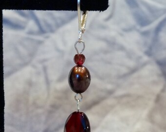 Garnet and Pearl Earrings