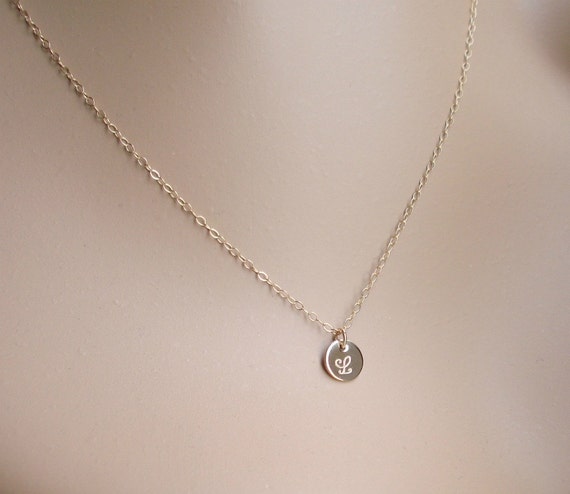 Delicate Small Gold Initial Necklace 14k Gold filled