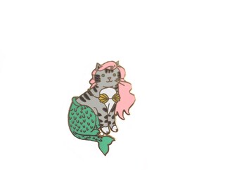 Mermaid Cat Enamel Pin - Mercat enamel pin - cat mermaid - Mermaid enamel pin - Cute Cat enamel Pin - lapel pin hat pin