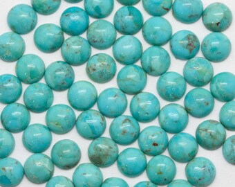 6mm Round Turquoise Cabochons | TWO Pieces | American Turquoise | Select Grade Blue Turquoise Cabochons