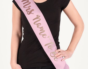 Mrs... Bridesmaid Hen Do Bachelorette Sash Party Wear Ribbon Banner Rose Gold Silver Personalised Wedding Mrs Bridal