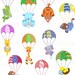 Cute flying parachute Animals,Animals,parachute Animals,commercial use,vector graphics,digital clip art,Instant download