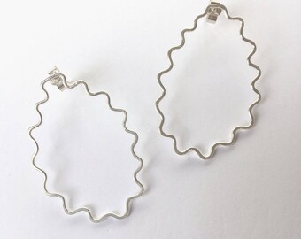 Wavy Line Oval Studs