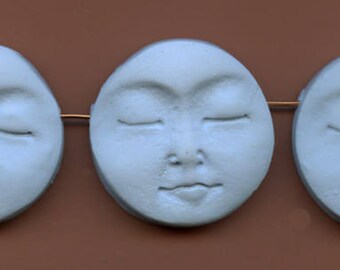 Moon Beads Lot of 3 Pale Blue Polymer Side Drilled BLMB 3