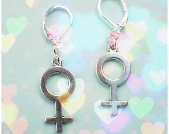 Female Venus symbol earrings, sold per pair (leave qty as 1)