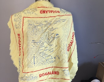 1940s Rogland Norway Travel Scarf Yellow