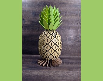 Wood Cut Pineapple Accent Lamp Kit. Free Remote control RGB LED puck .