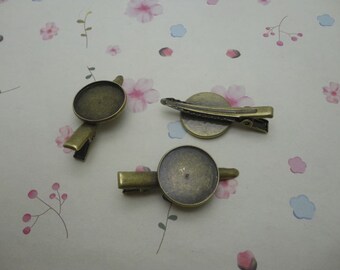 20pcs antique bronze color Alligator Clip with 18mm flat glue pad , HA145
