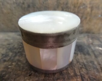 Vintage French Mother Of Pearl Ring Token Box Jewelry Jewellery Trinket Small Storage Pot Container c1970's / English Shop