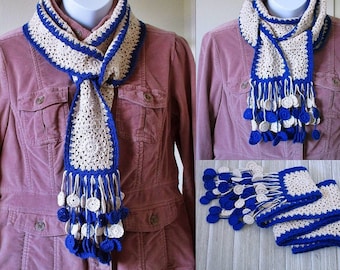 Granny Square Crochet Scarf with Tassels