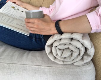 Scandinavian nursery- Scandinavian baby- Tummy time play mat- Linen mat- Baby shower gift- Organic blanket rug- Linen bolster- Roller pillow